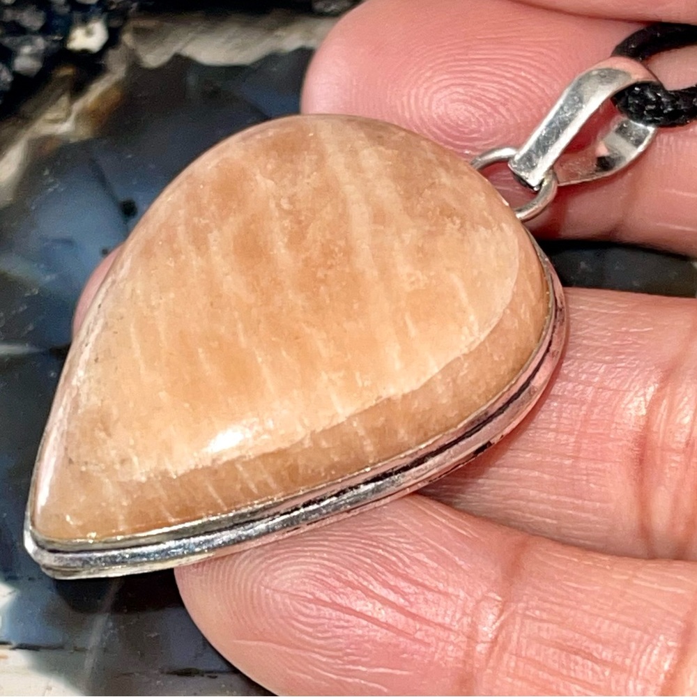 Peach Moonstone Crystal Pendant 2”